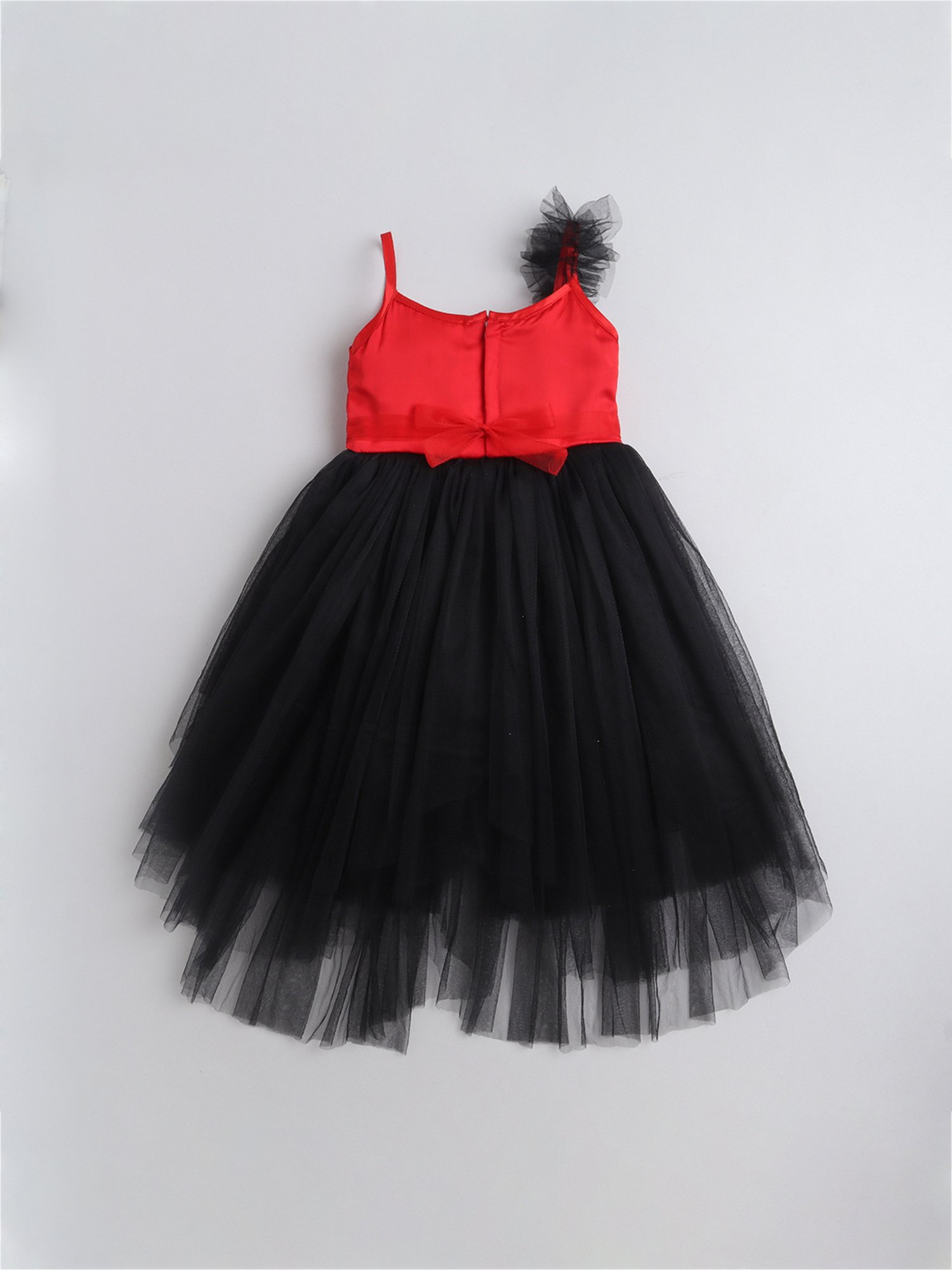 Many Frocks Kids Red & Black Applique Dress