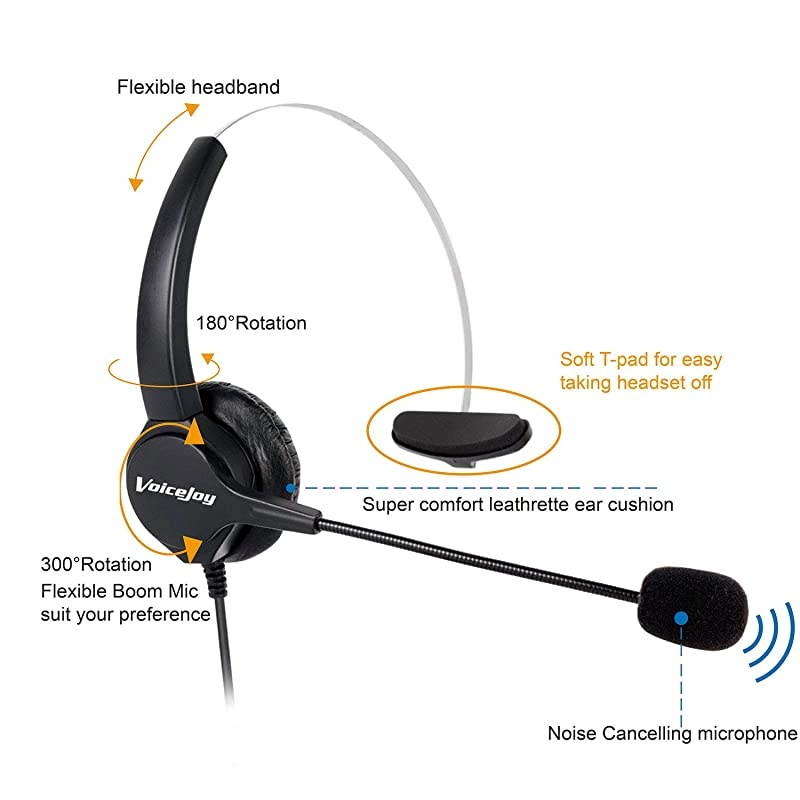 Headset with RJ9 Plug for Cisco IP Phones 7940 7960 7970 6921 Series 881188418851886189418945896199519971 etc