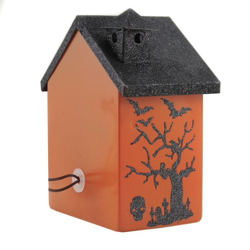 Stony Creek 6.5" Halloween Small Glass House Bats Spooky Glitter  -  Decorative Vases