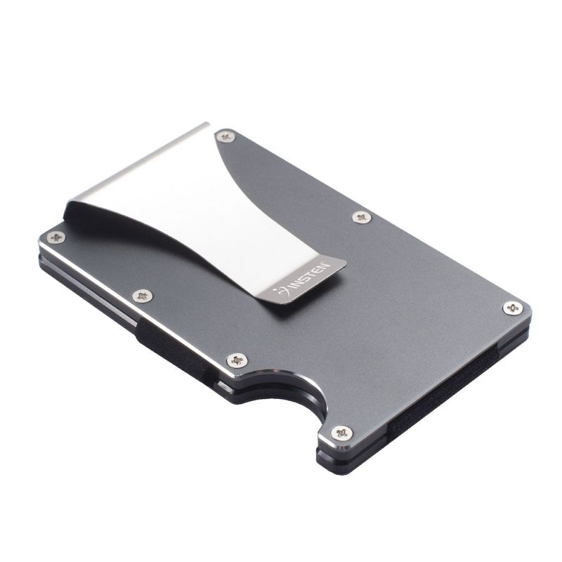 Insten Small RFID Blocking ID Credit Card Holder Minimalist Wallet for Men, Gray Aluminum