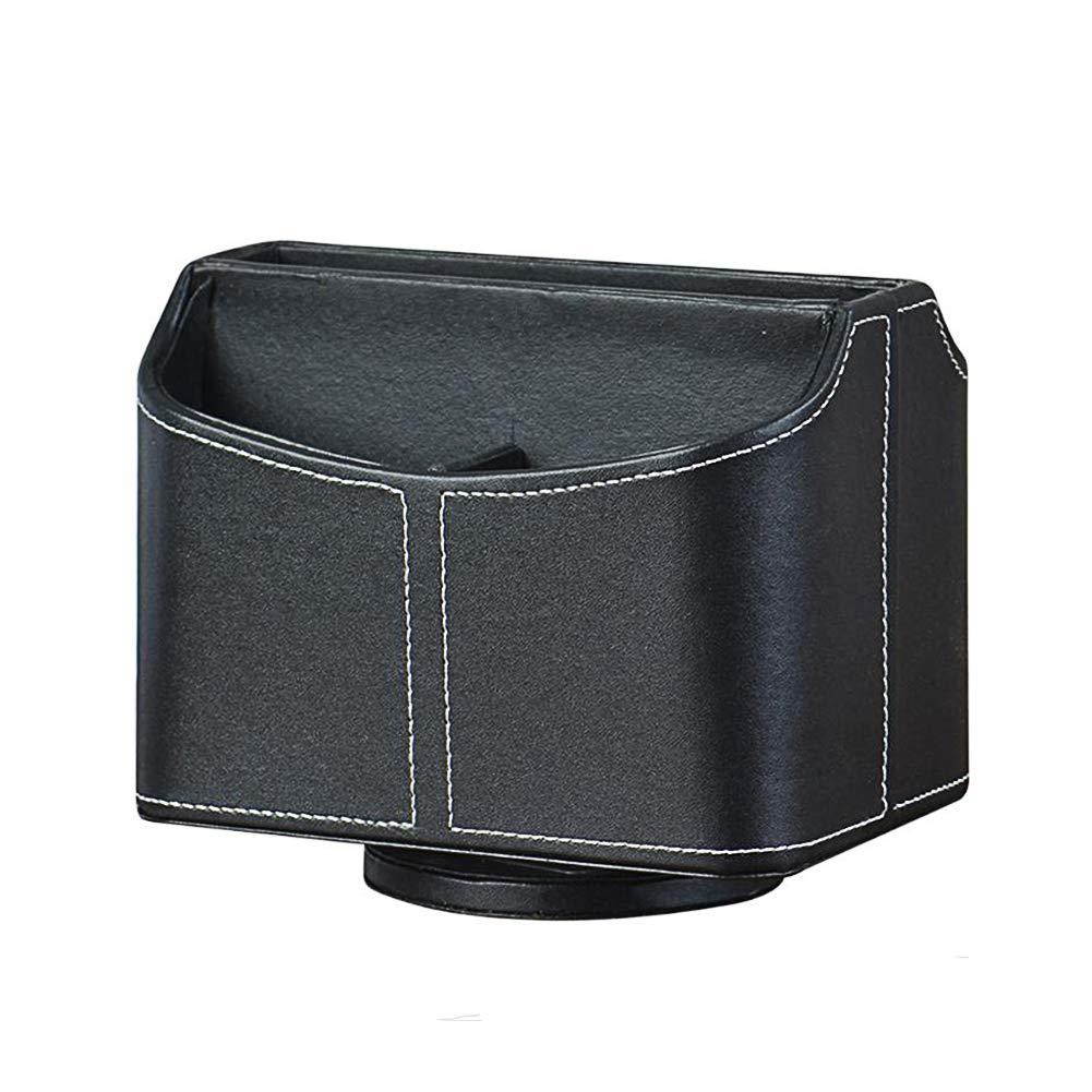 Fosinz Remote Control Holder Organizer Leather Control Storage TV Remote Control Organizer with 5 Spacious Compartments (Spinning Black)