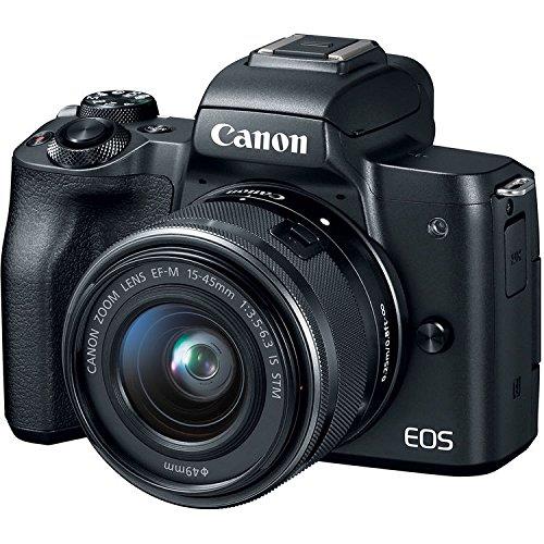 Canon EOS M50 Mirrorless Digital Camera with 15-45mm Lens (Black) Basic Bundle w/ 32GB Memory Card - Intl Model
