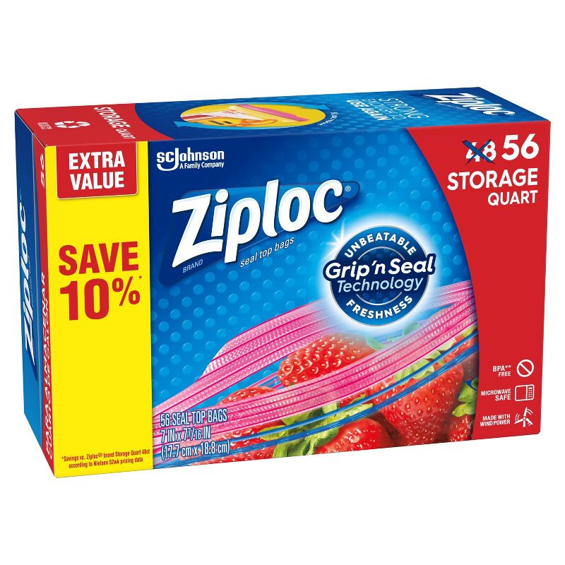 Ziploc Quart Food Storage Bags - 56ct