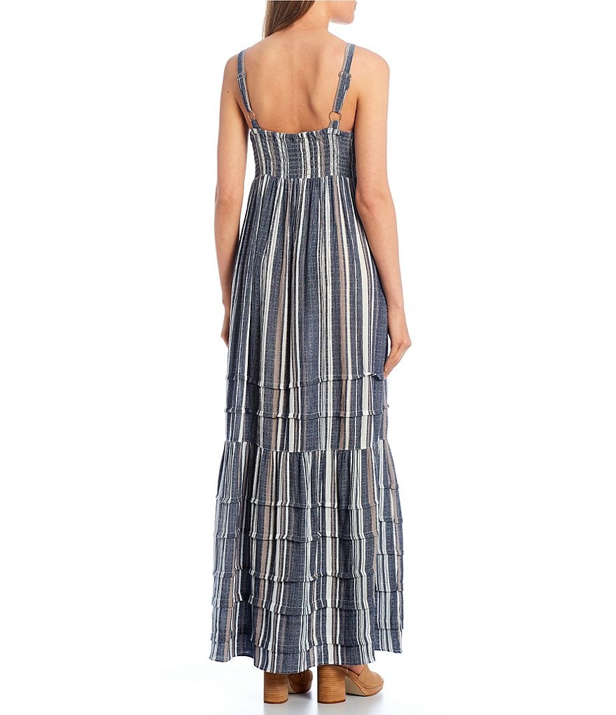 Angie Stripe Tiered Maxi Dress