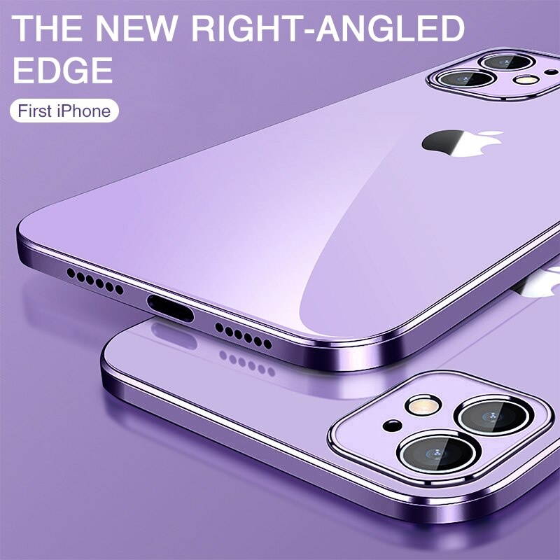Luxury Square Frame Plating Clear Phone Case For iPhone 12 11 Pro Max Mini X XR XS 6 7 8 Plus SE Transparent Silicone Cover