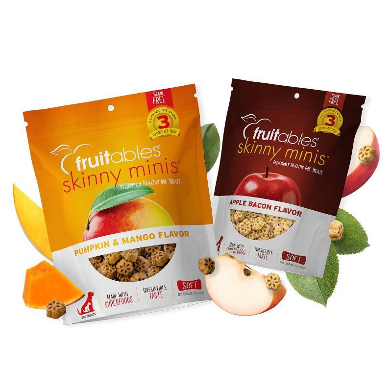 Fruitables Skinny Minis Apple Bacon Flavor Healthy Low Calorie Dog Treats - 12oz