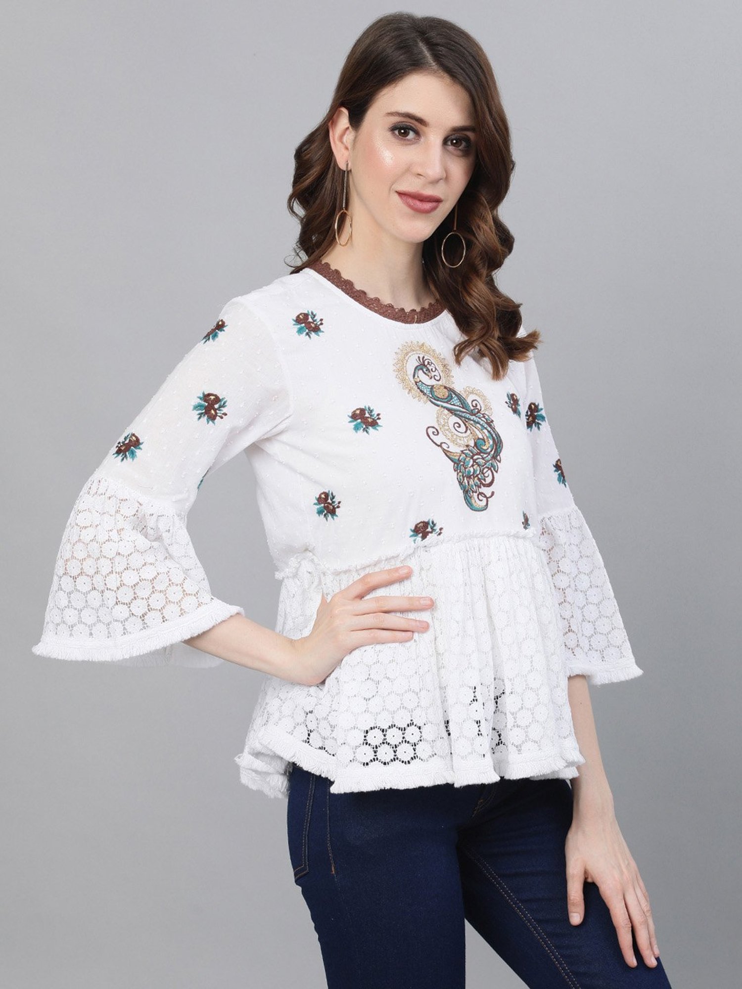 Ishin White Embroidery Top