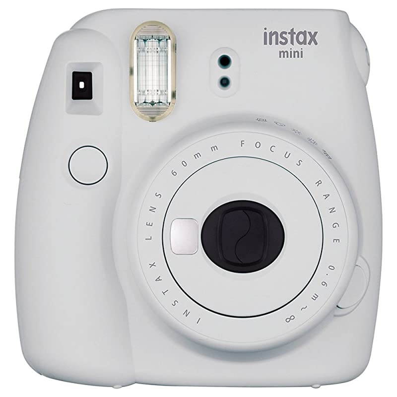Instax Mini 9 Instant Camera (Smokey White) with 2 x Instant Twin Film Pack (40 Exposures)
