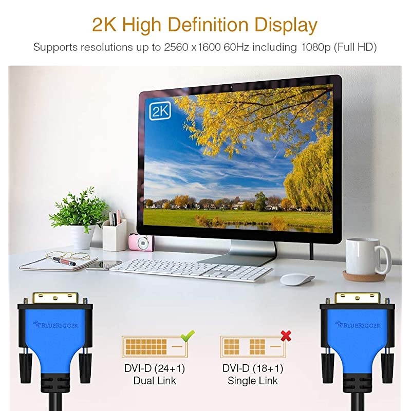 DVI to DVI Cable 15 Feet Monitor Cable Dual Link Male to Male Black