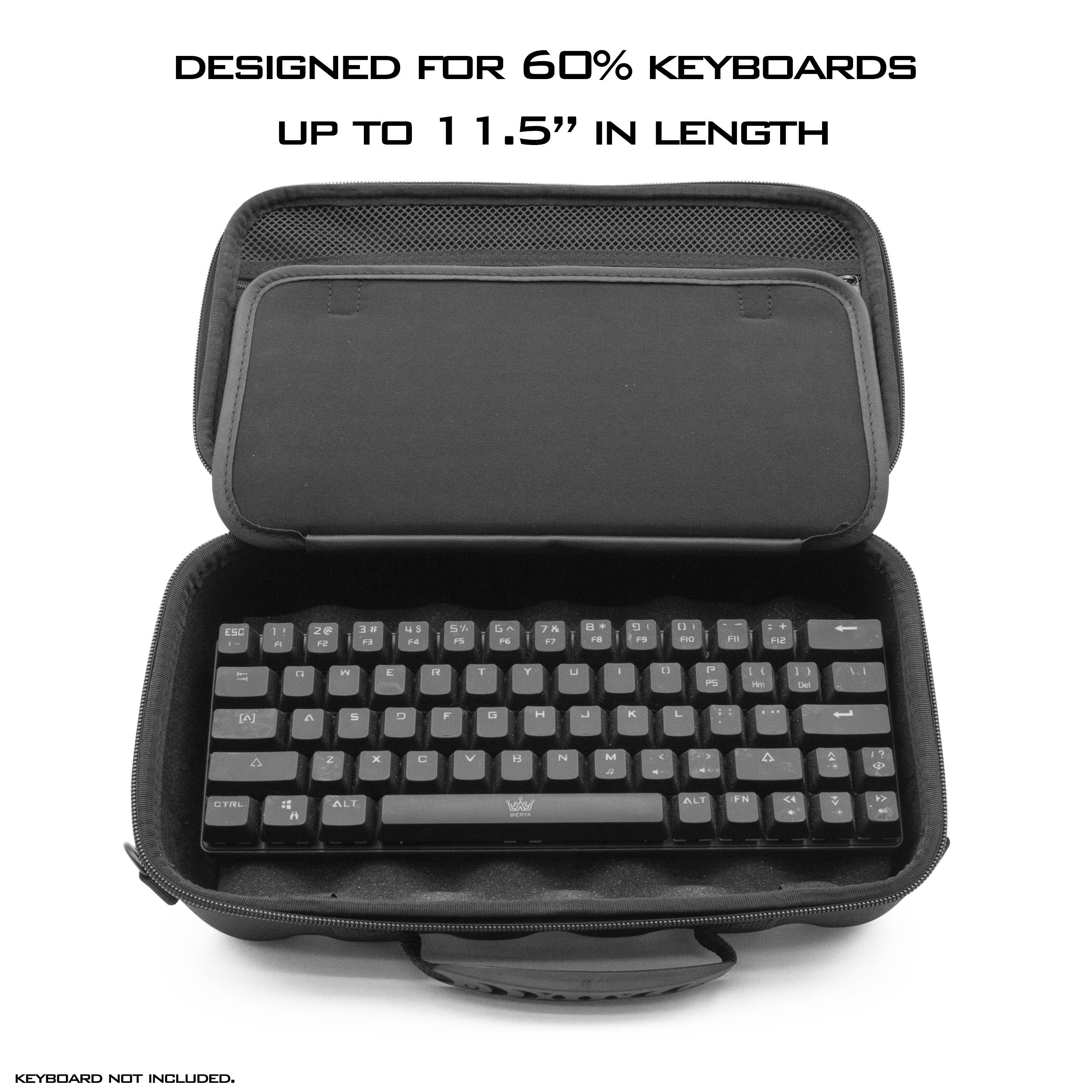 CM 60% Keyboard Case fits Razer Huntsman Mini, HK Gaming GK61, KEMOVE Snowfox, DIERYA DK61E & More 61 Keys up to 11.5" - Travel Case with Shoulder Strap and Netted Accessory Storage