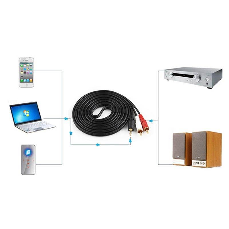 3.5 MM Male Jack to AV 2 RCA Male Stereo Music Audio Cable Cord AUX for Mp3 Pod Phone TV Sound Speakers X