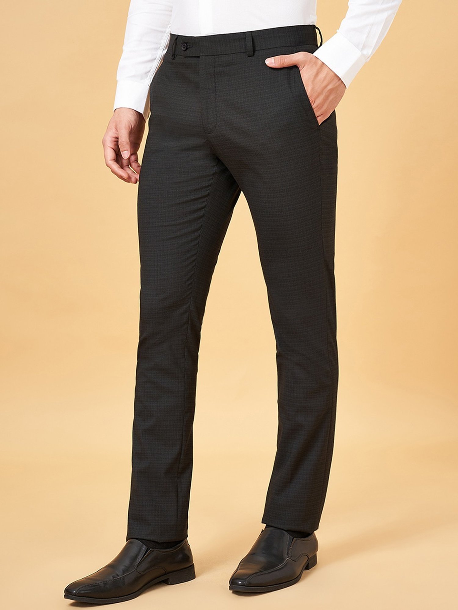 Arrow Navy Regular Fit Trousers