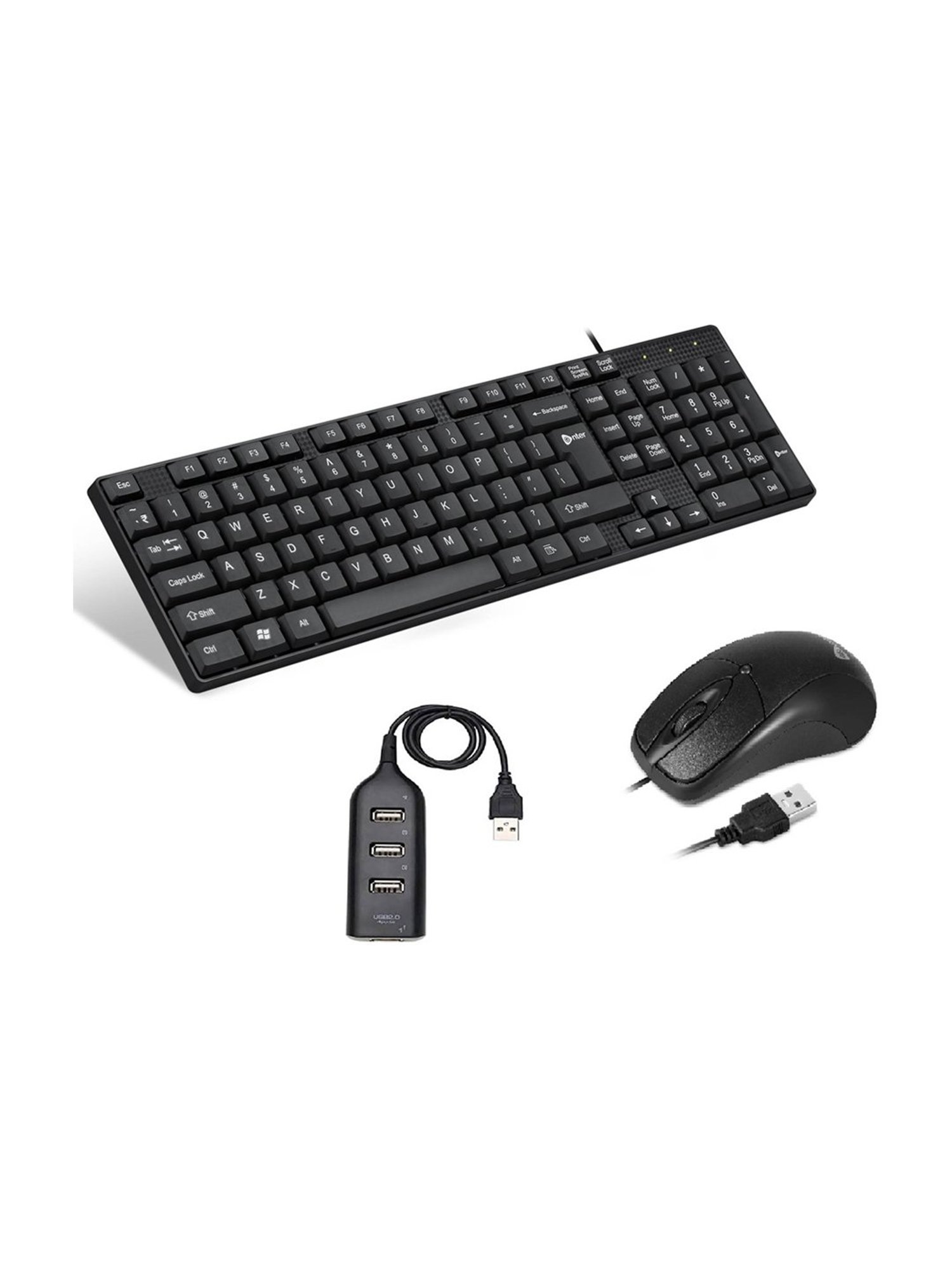 Enter Pinnacle Pro Keyboard + Eternal Mouse + U4P USB HUB Combo Set (Black)