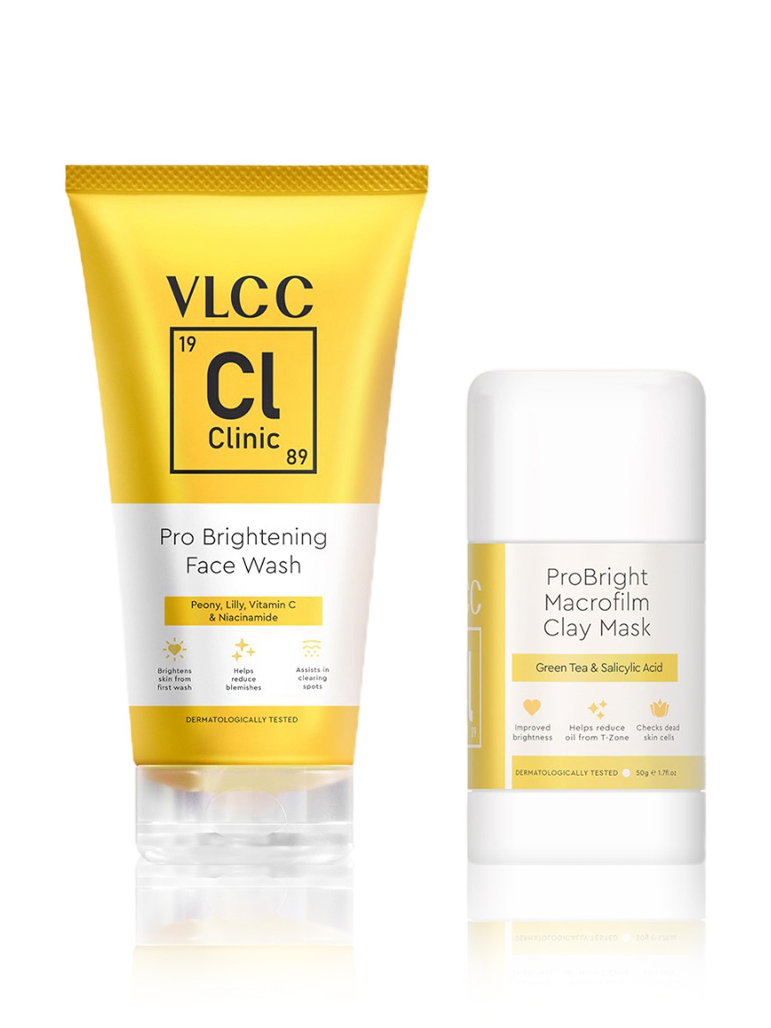 VLCC Clinic ProBright Macrofilm Clay Mask & Pro Brightening Face Wash Combo