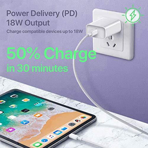 USBC Fast Power Adapter  for Latest iPad Pro 3rd Generon 11inch and 129Inch 18W PD Quick Wall Charger with 66 Feet Braided USBC Cable for Google Pixel 3 Note 10 Galaxy S10 White