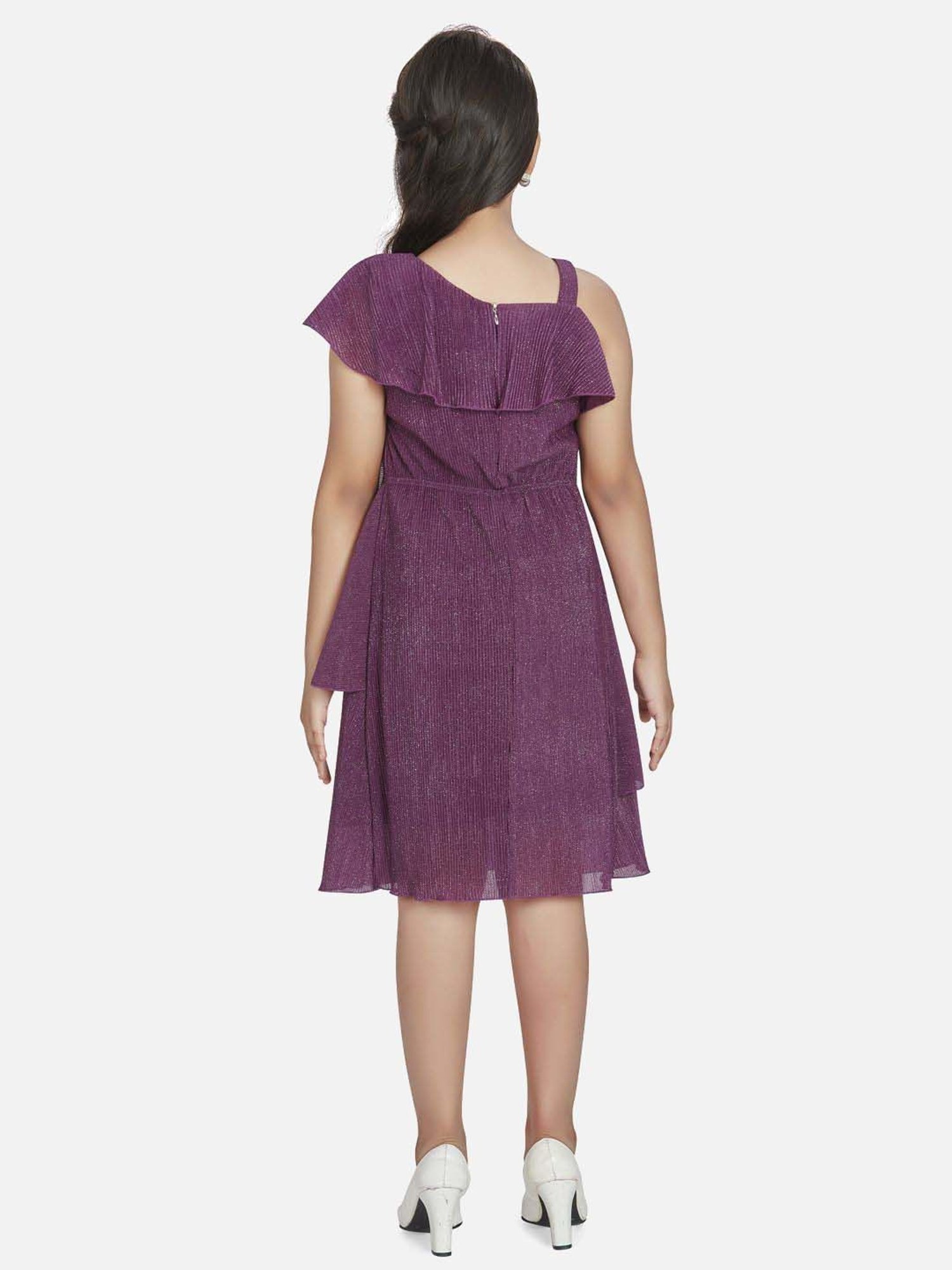 Peppermint Girls Purple Textured Dress