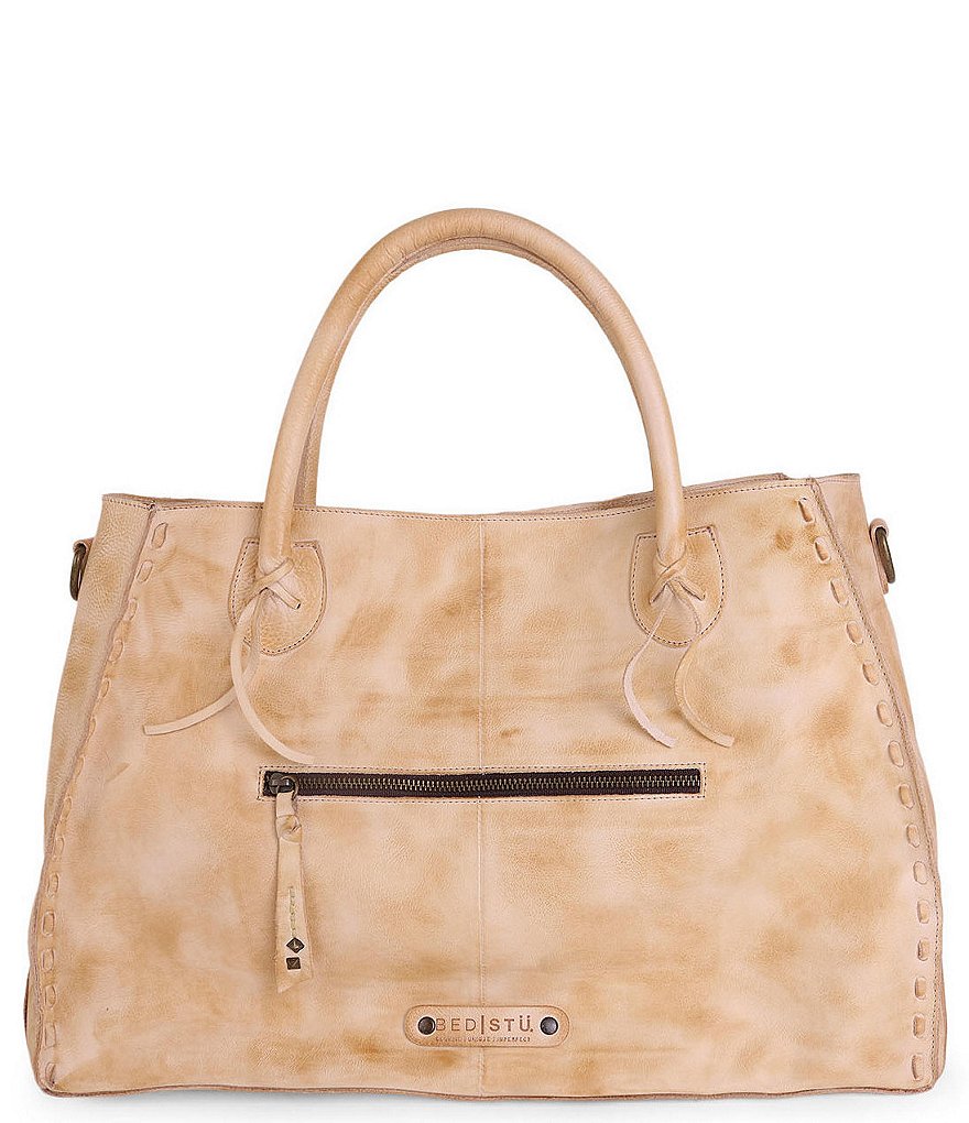 Bed Stu Rockaway Stitch-Detail Distressed Satchel Bag