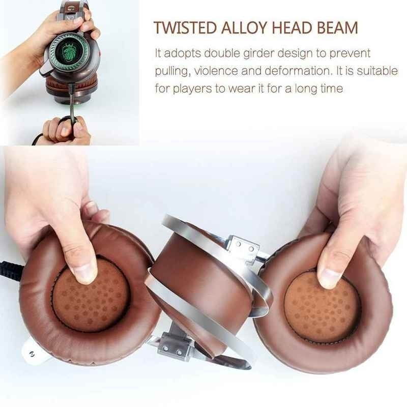 Stereo Earphone Over-ear Surround Earbud LED Light Hi-Fi Headphone with Microphone Computer Game Headset