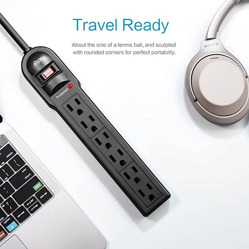 6-Outlet Surge Protector Power Strip 6 Pack