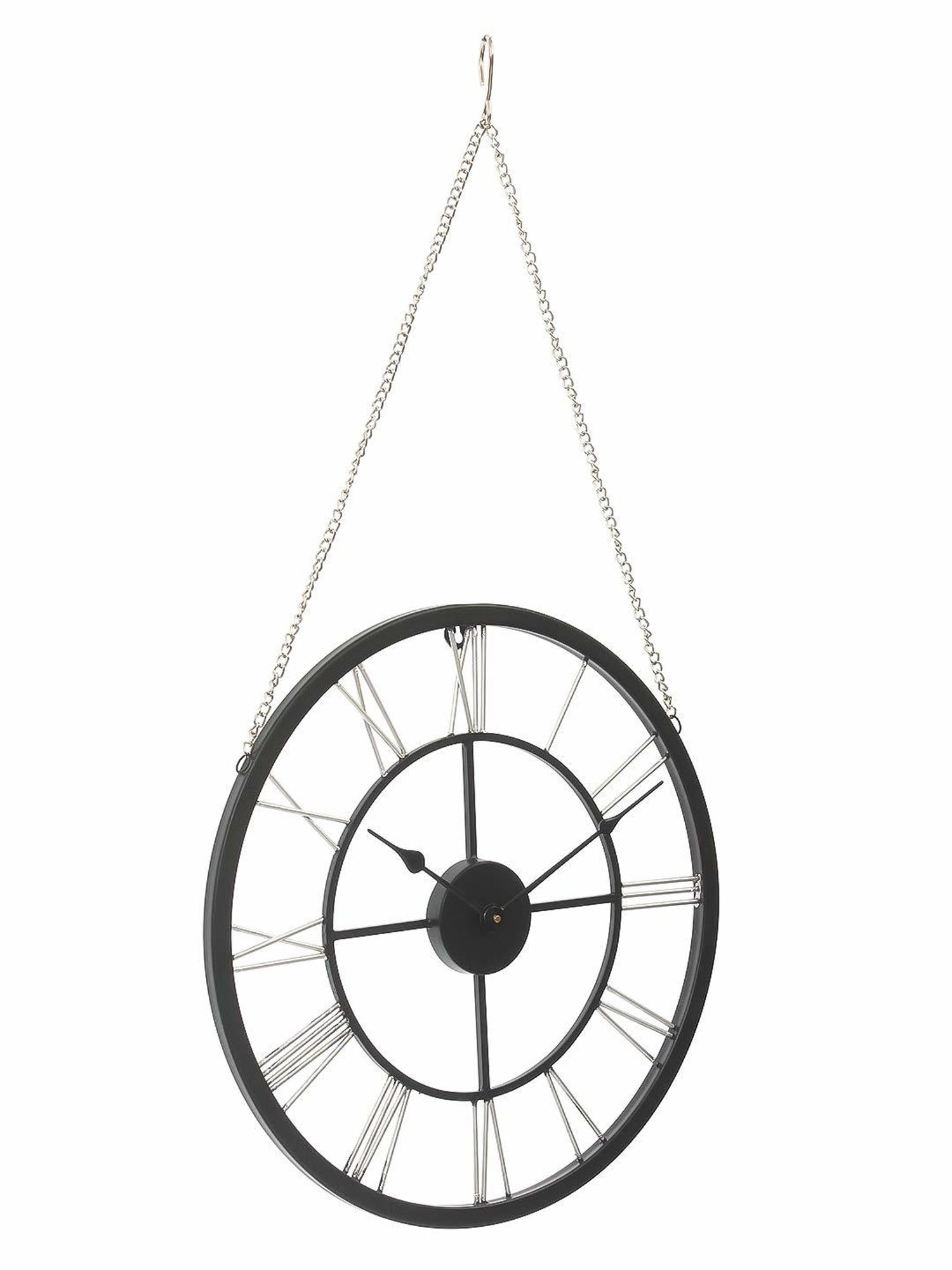 CHRONIKLE Round Black & Silver Iron Wall Clock