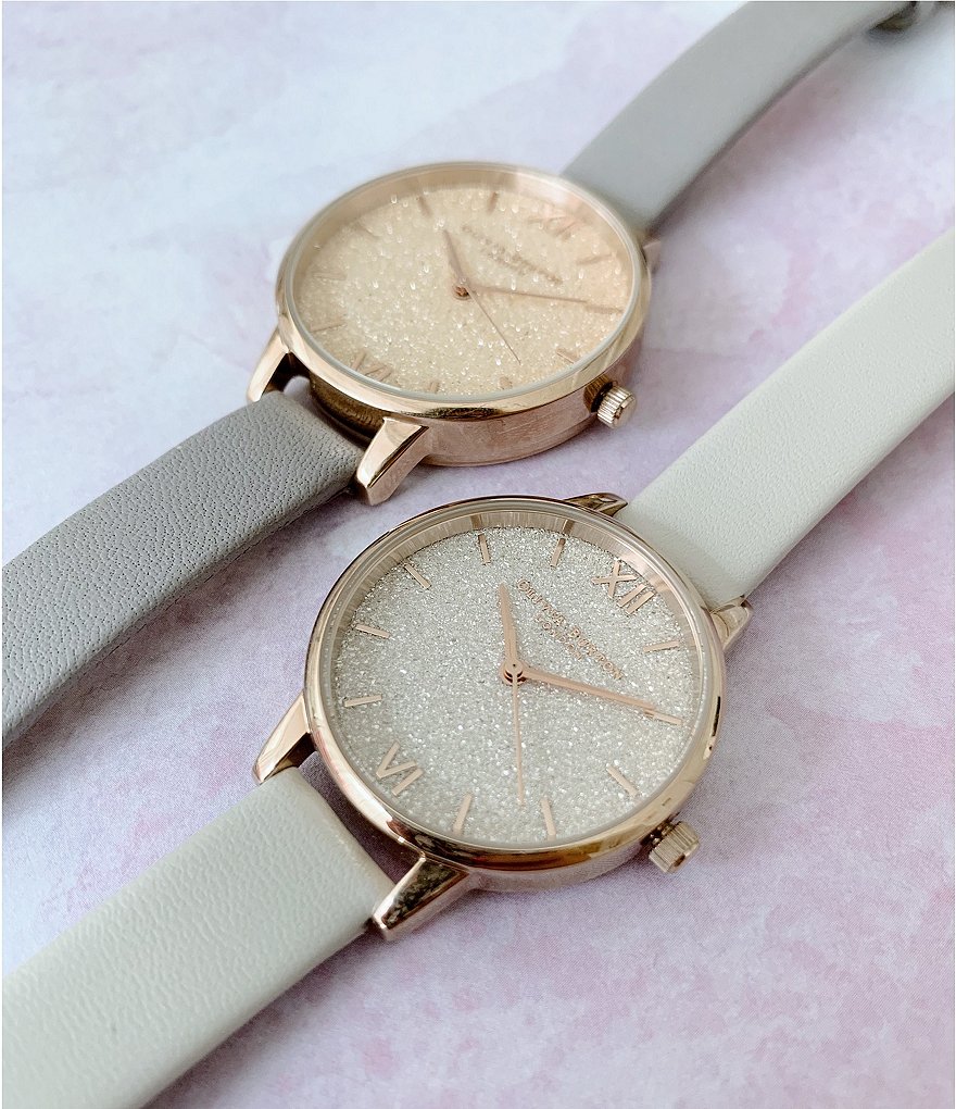 Olivia Burton Glitter Dial Vegan Blush & Pale Gold Watch