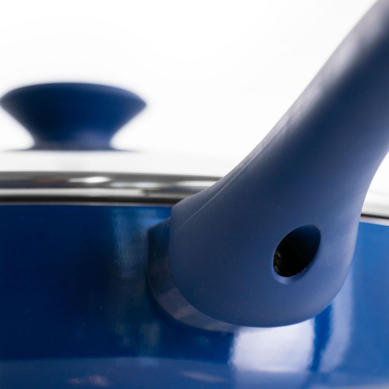 Gibson Home Charmont 5 Quart Nonstick Aluminum Saute Pan with Lid in Yale Blue