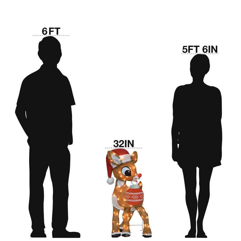 Rudolph the Red-Nosed Reindeer 32" Rudolph Led 2D Pre-Lit Yard Art Rudolph Ornament