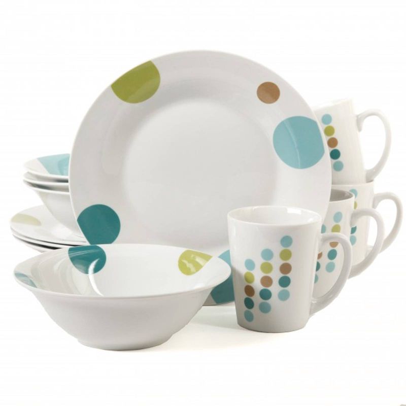 Gibson Home 12pc Ceramic Retro Specks Dinnerware Set