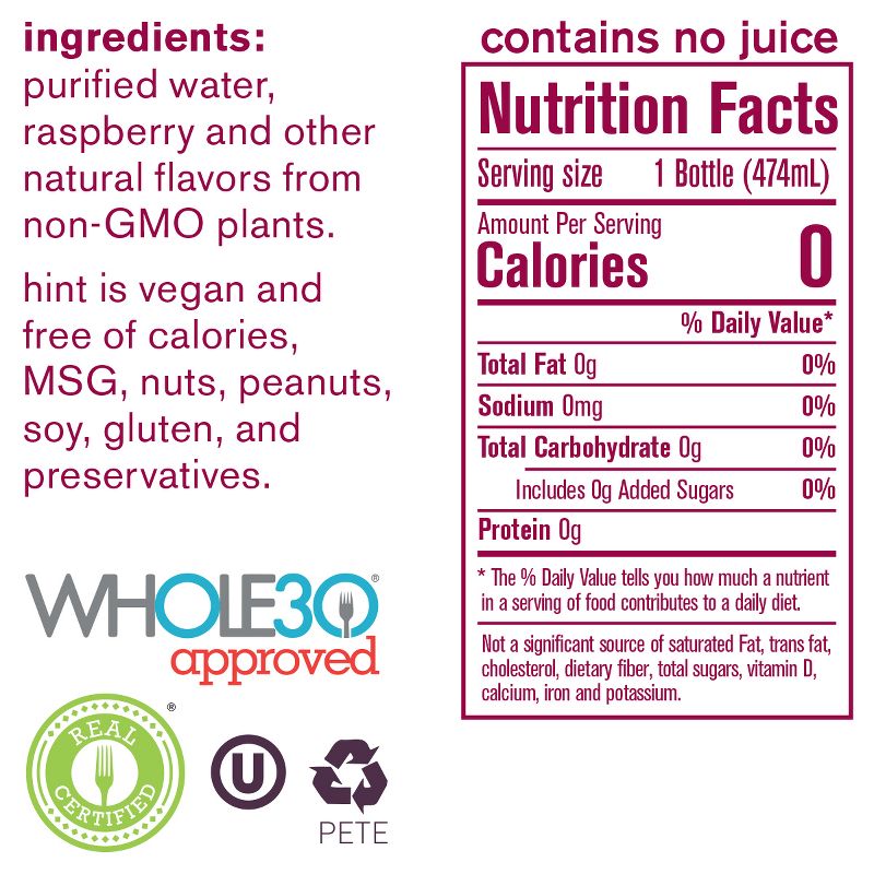 hint Raspberry Flavored Water - 16 fl oz Bottle