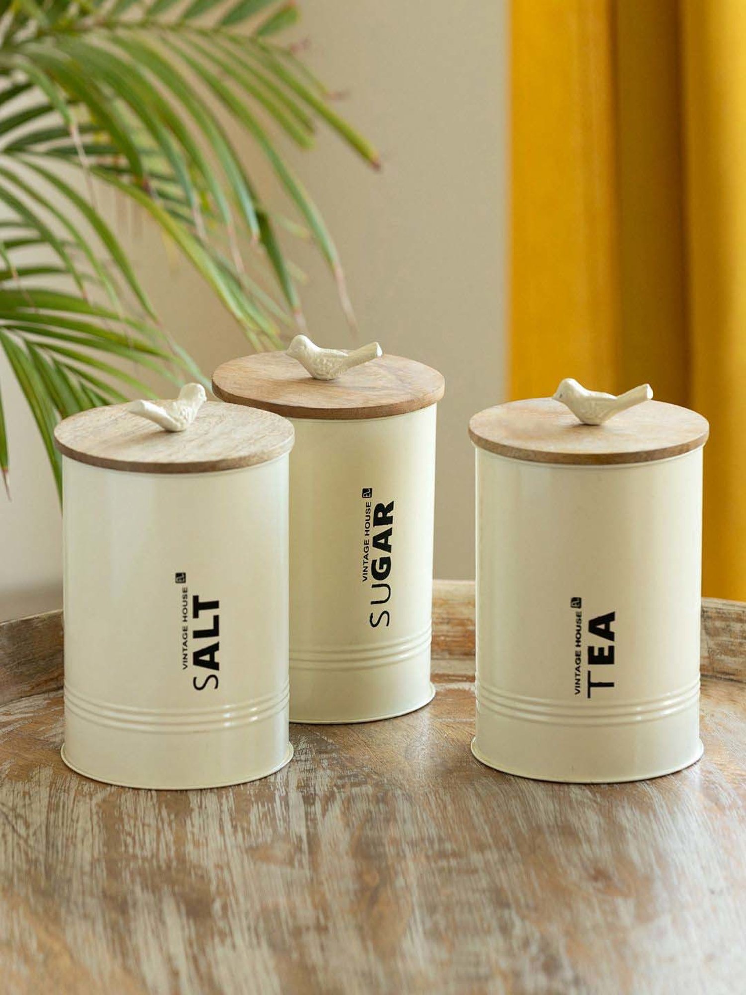 ExclusiveLane Off-White & Light Brown Iron Doves Multi Utility Jars & Containers