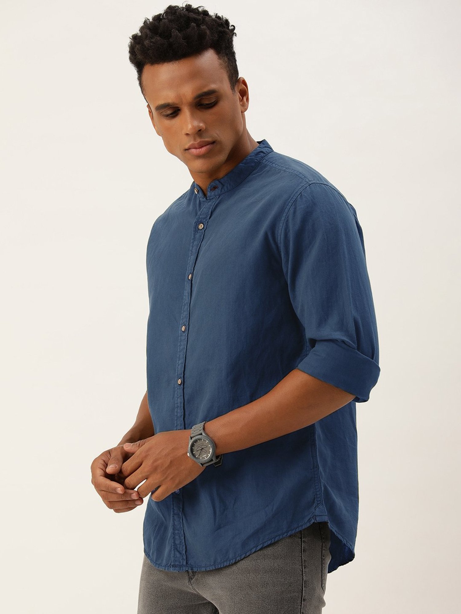 Bene Kleed Blue Regular Fit Cotton Linen Shirt