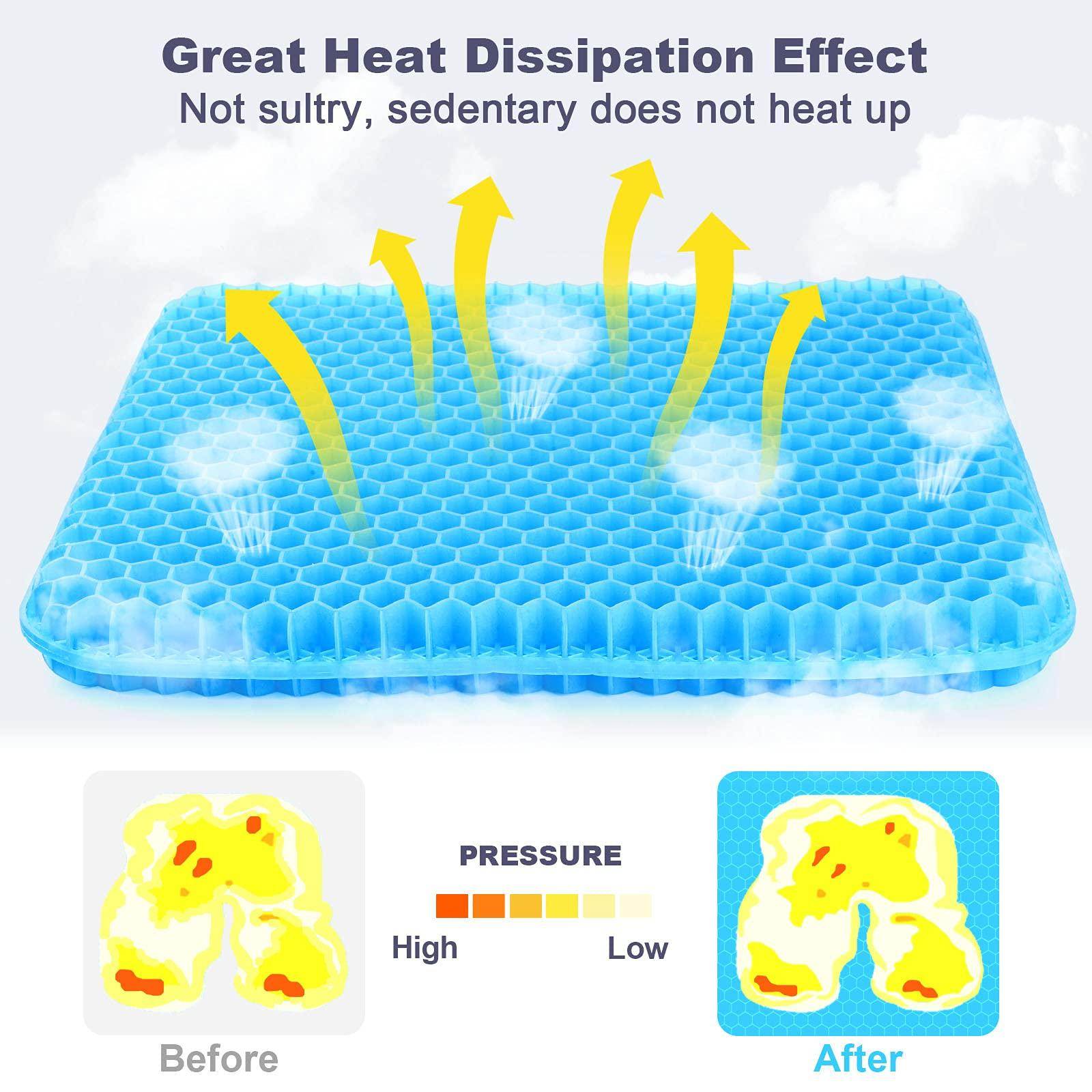 Hiroharu Breathable Gel Seat Cushion - Double Layer Honeycomb Office Chair Cushion, Car Seat Cushion for Help Relieve Pain, Chair Pads Suitable for Office Chair, Wheelchair, Office and Car Accessories