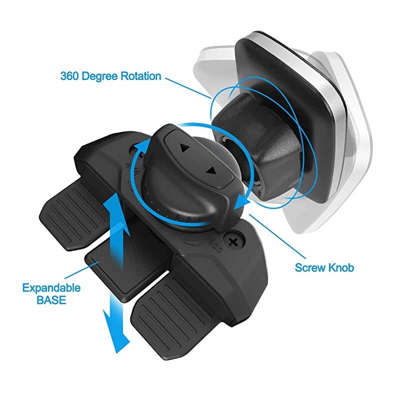 CD Slot Magnetic Phone Car Mount  Universal 360 Magnet CD Player Mount Cell Phone Holder for iPhone 11 Pro Max XS Max Xr iPad Samsung Galaxy S10+ Mini Tablets GPS and Android Smartphone