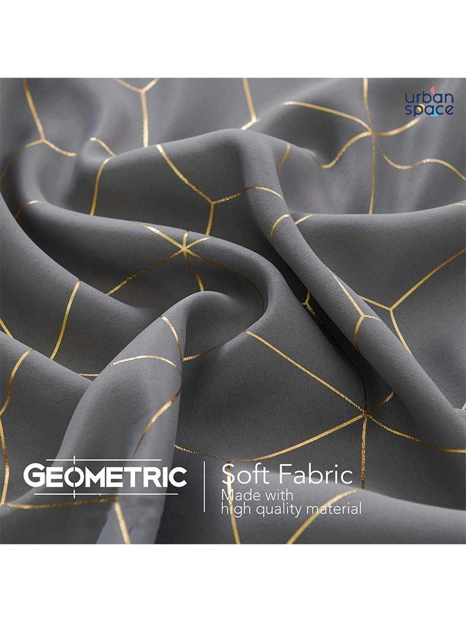 Urban Space Grey Polyester Window Curtain With Tieback & Eyelet