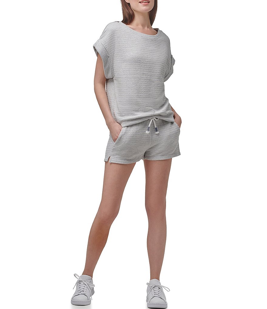 Marc New York Beach Fleece Short Sleeve Coordinating Pullover Top