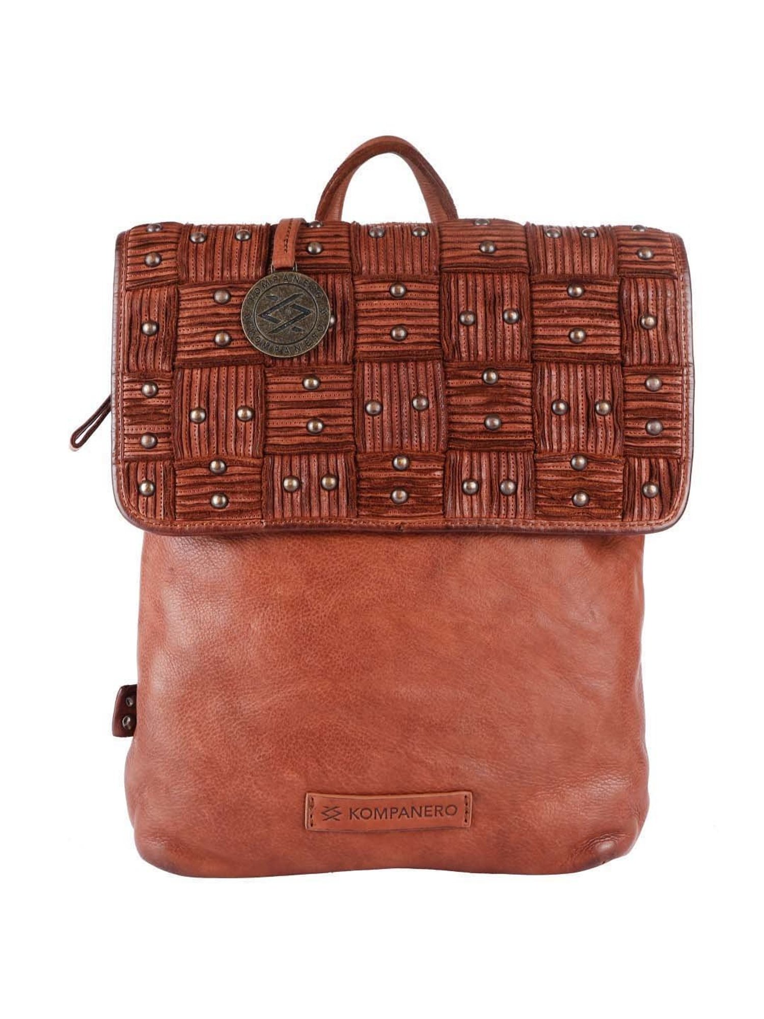 KOMPANERO Tan Leather Medium Backpack