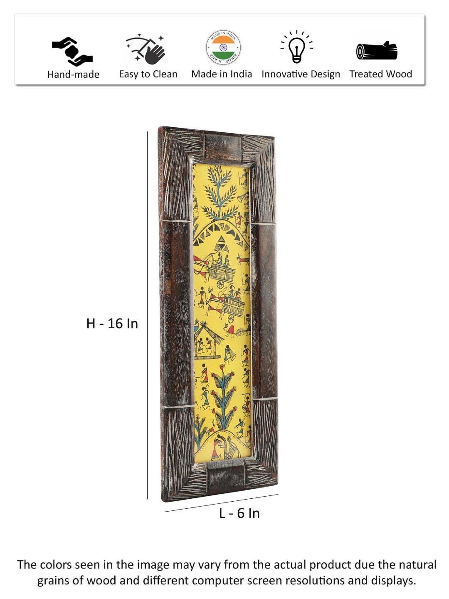 VarEesha Upahaar Yellow Wood Wall Art with 2 Tea Light Holders