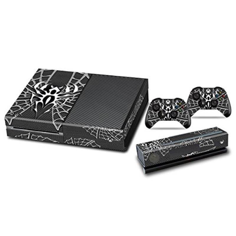 Designer Skin Sticker for the Xbox One Console With Two Wireless Controller Decals- Widow Maker Chrome & Black