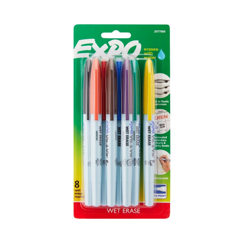 Expo 8pk Wet Erase Marker Fine Point Multicolor
