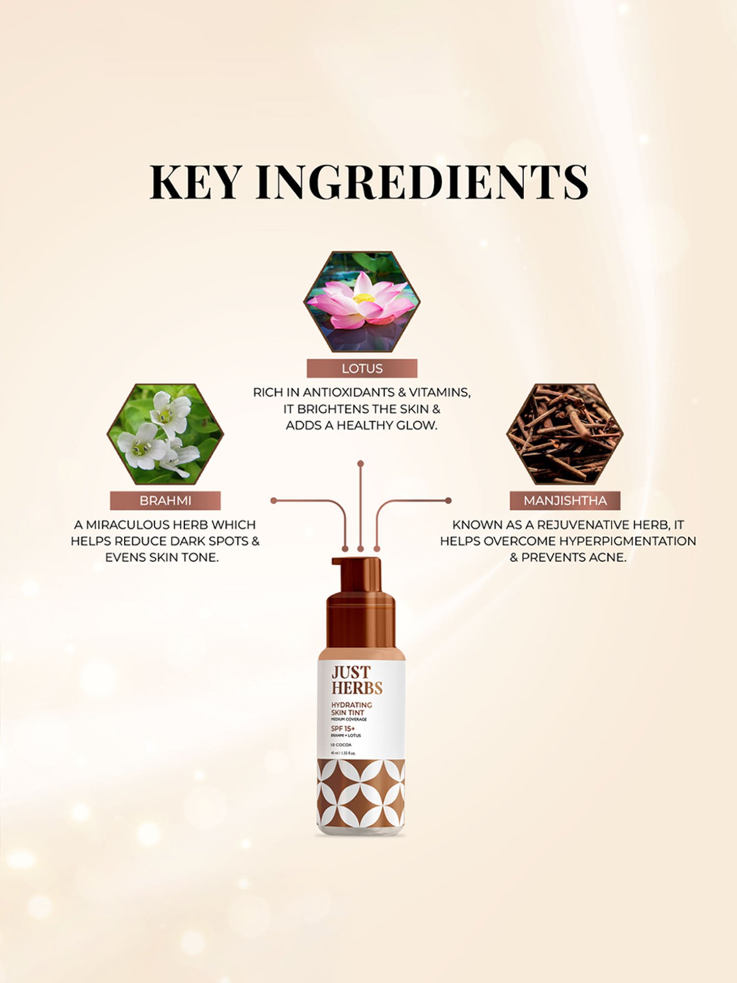 JUST HERBS Hydrating Skin Tint SPF 15+ 10 Cocoa - 40 ml