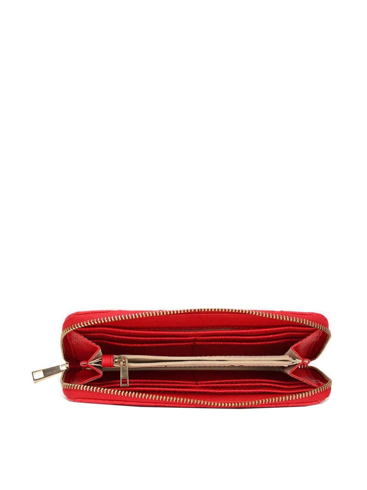 KLEIO Red Quilted Zip Around Wallet for Women