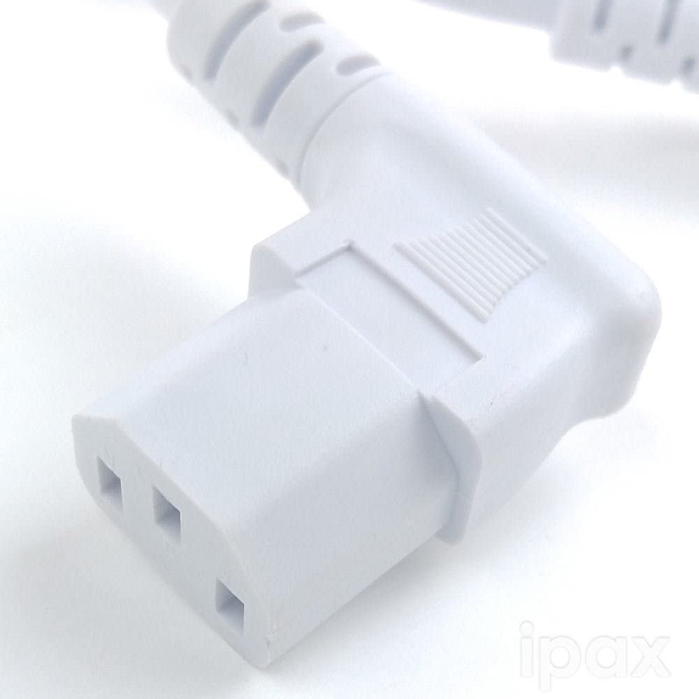 10 Feet Long Right Angled White AC Power Cord Cable Pure Copper Wire Core in Retail Box for Computer Plasma TV Printer Monitor AC Adapter