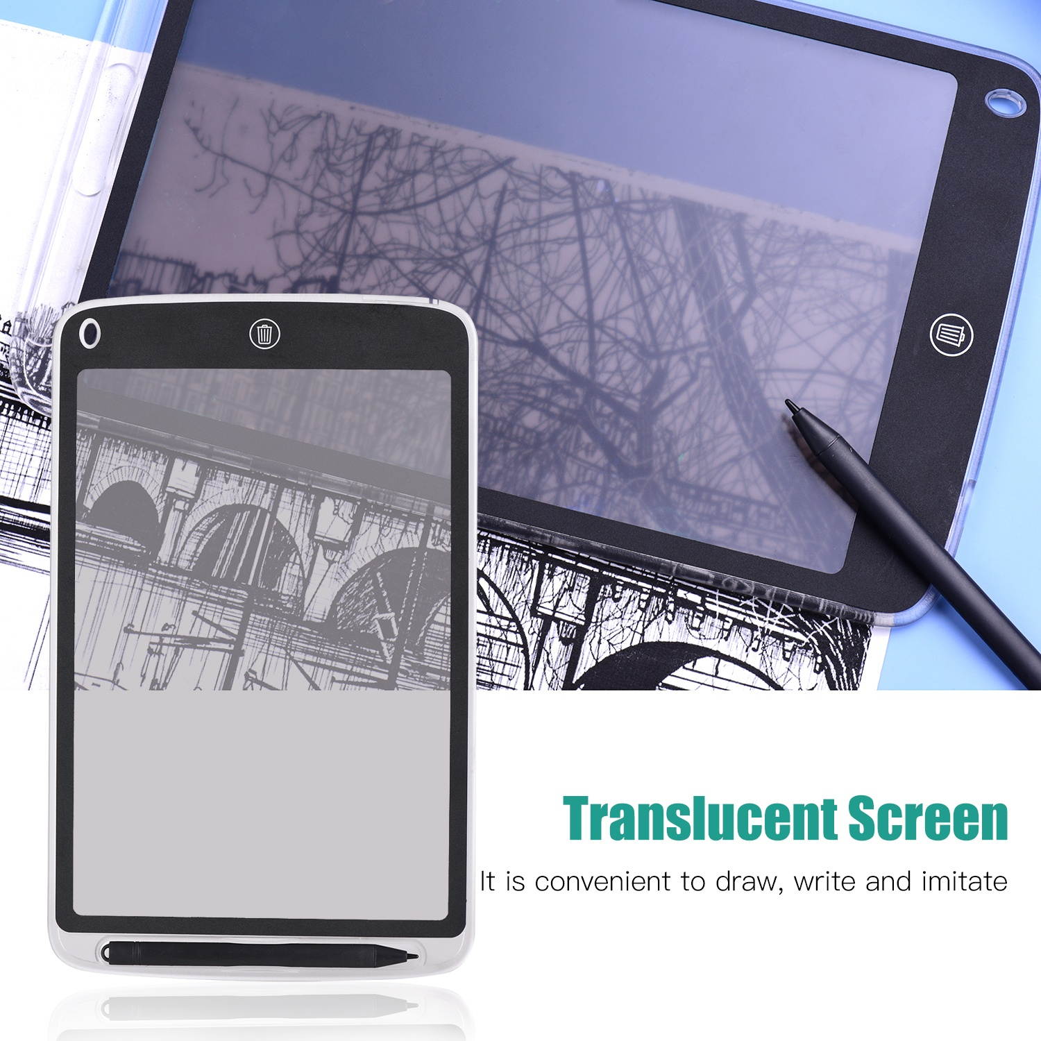 Aibecy 10 Inch LCD Writing Tablet Translucent Copy Drawing Board Digital Handwriting Pad with Stylus Pen Erase Button Lock Function for Children Adults Home Office School