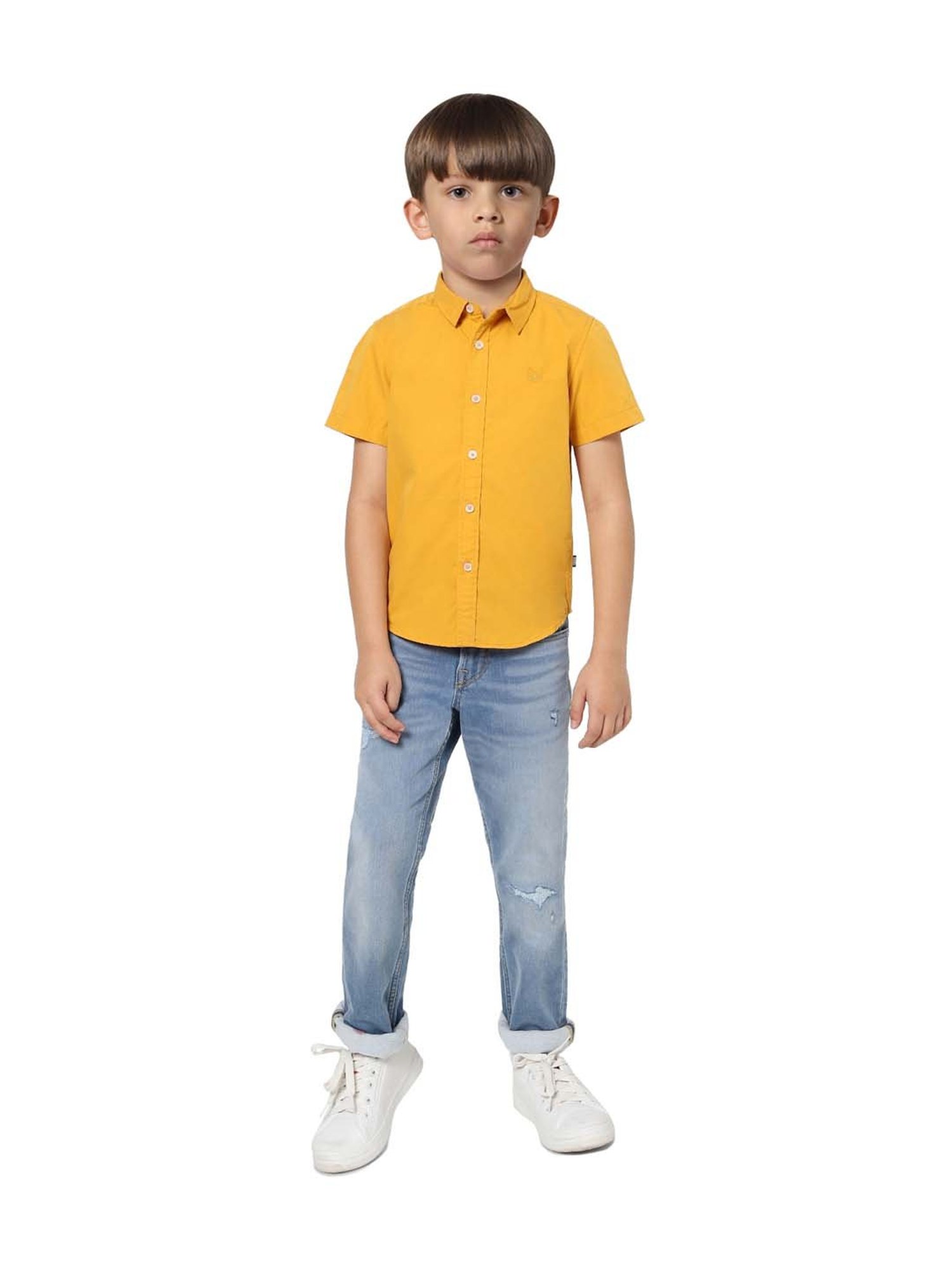 Jack & Jones Junior Mustard Cotton Shirt