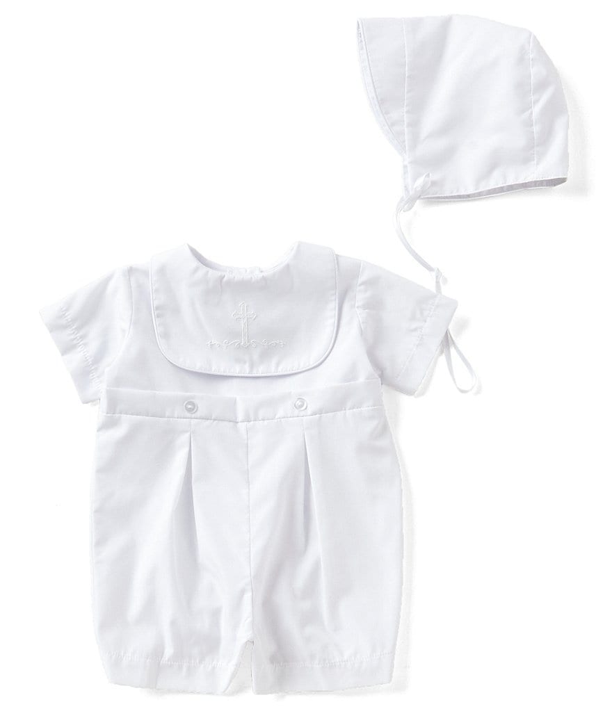 Edgehill Collection Baby Boys Newborn-9 Months Shirt & Cross Shortall Christening Set