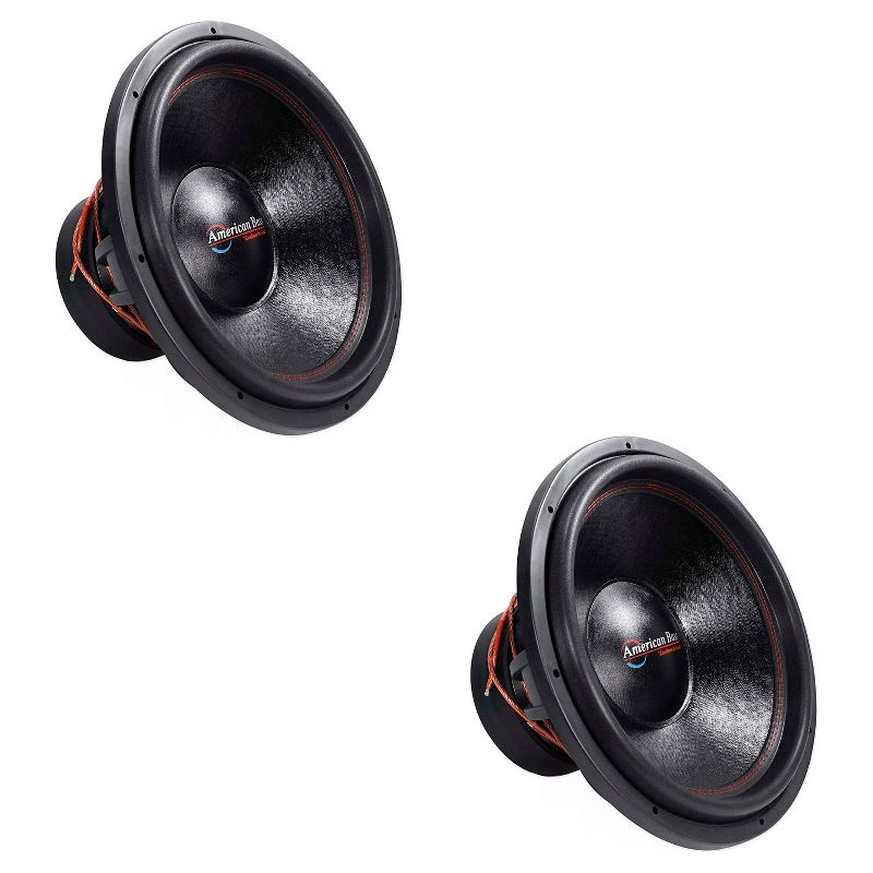American Bass HD 18 D1 18 Inch Dual 1 Ohm Cast Basket Voice Coil 2000 Watt Subwoofer Speaker with 200 Ounce Magnet and Cooling Vents (2 Pack)