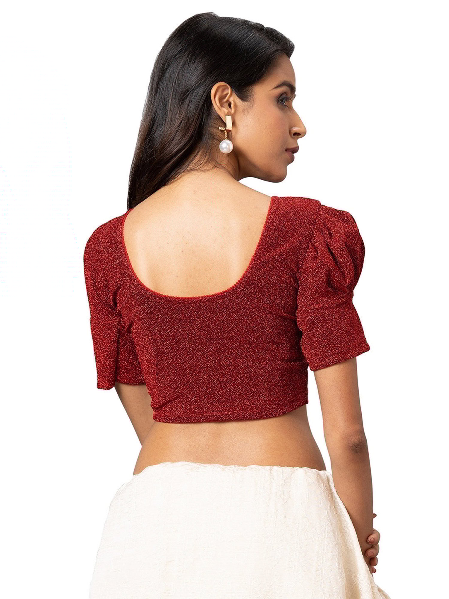 Salwar Studio Red Textured Readymade Blouse