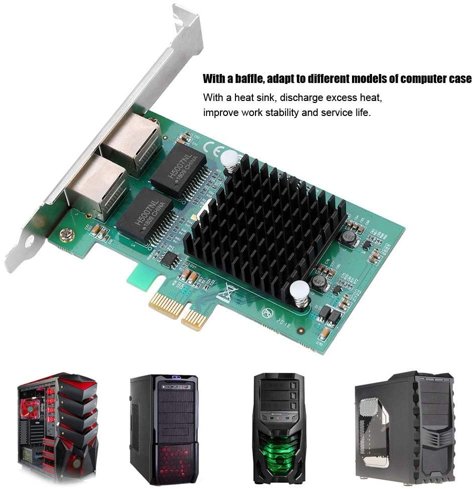 Wendry Intel 82575EB Chip Network Card Adapter,1000 Mbps Gigabit Ethernet LAN Card for LINUX/windows7/8/10,Dual 2 RJ45 Port