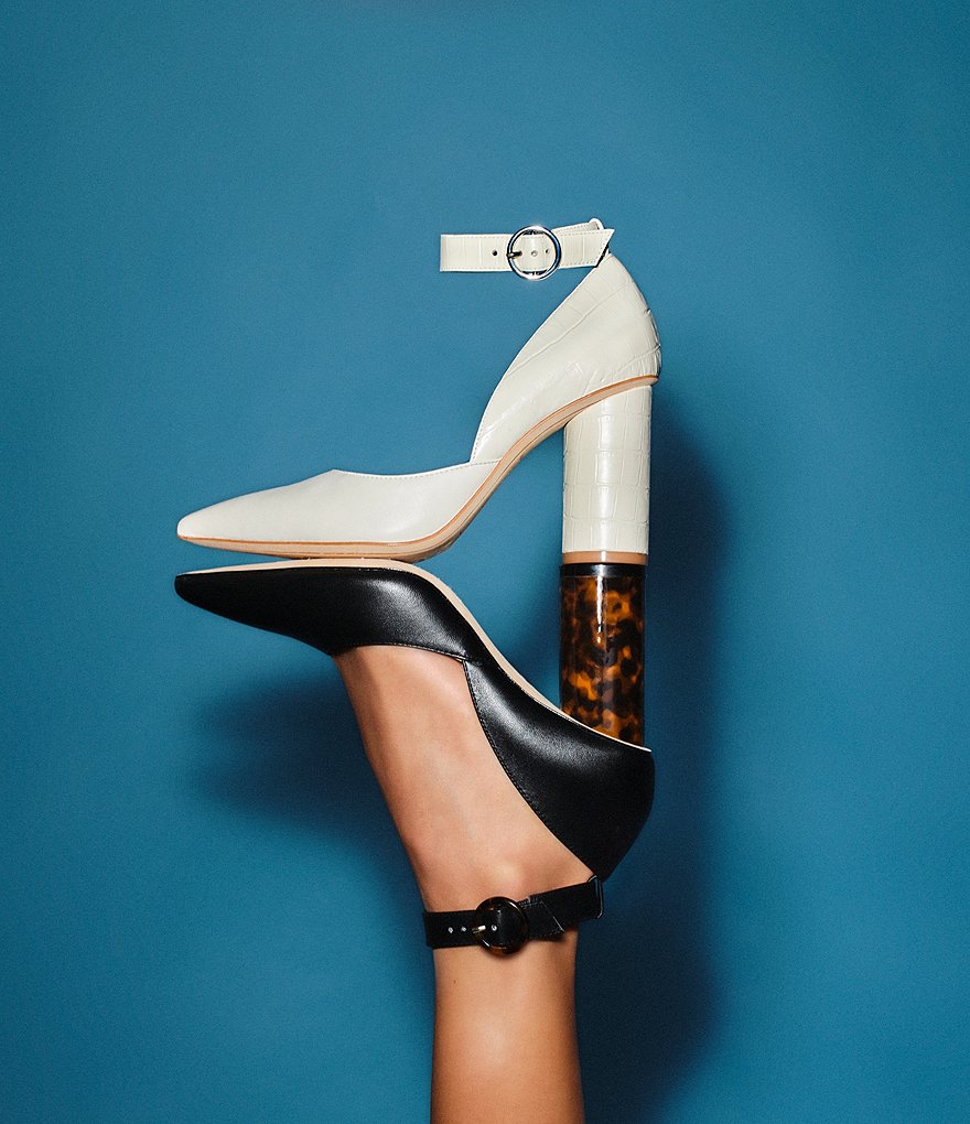 Deltan Jami Leather Ankle Strap Pumps