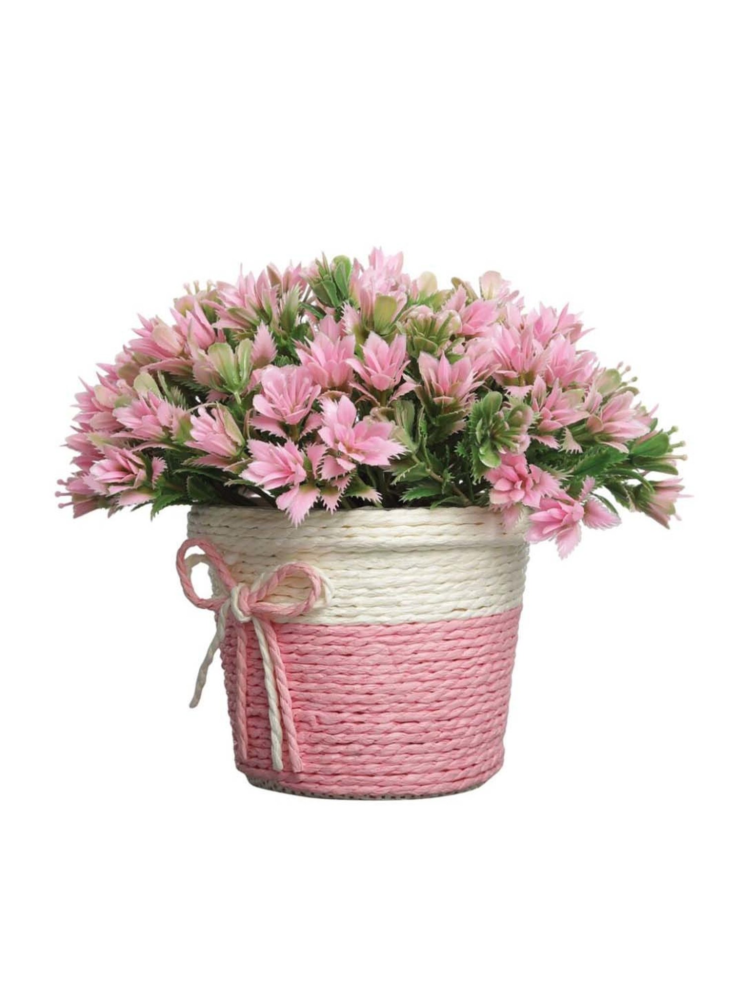 Foliyaj Multicolor Plastic Artificial Flower Plant With Pot - Set of 2